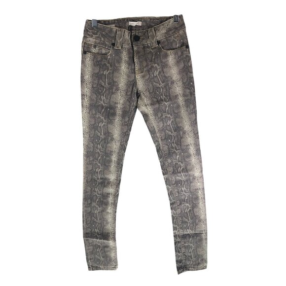 Silence + Noise Womens Snake Print Skinny Twig Jeans Gray Beige Size 26 - Picture 1 of 5